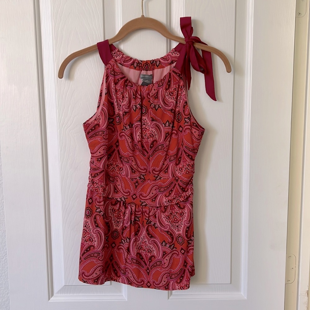 Ann Taylor pink/orange/red paisley top